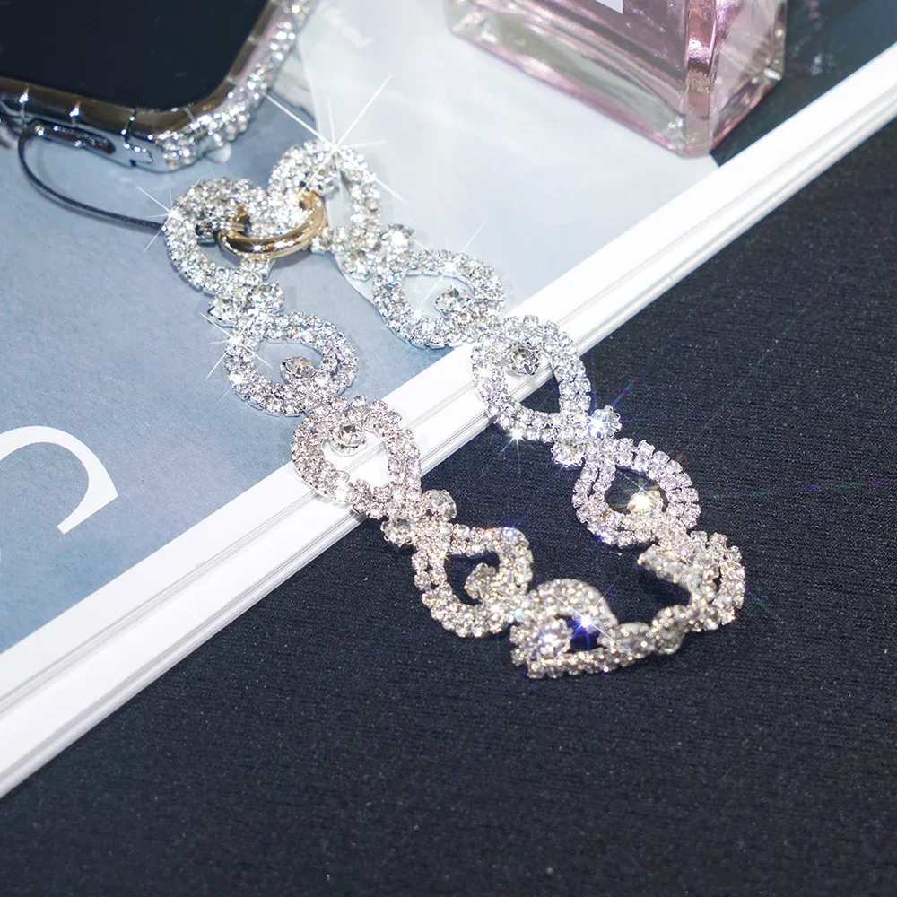 

For Mobile Phone Case Button Rhinestone Plastic Base Women Lanyard Strap Anti-Lost Short Wrist Bracelet Chain