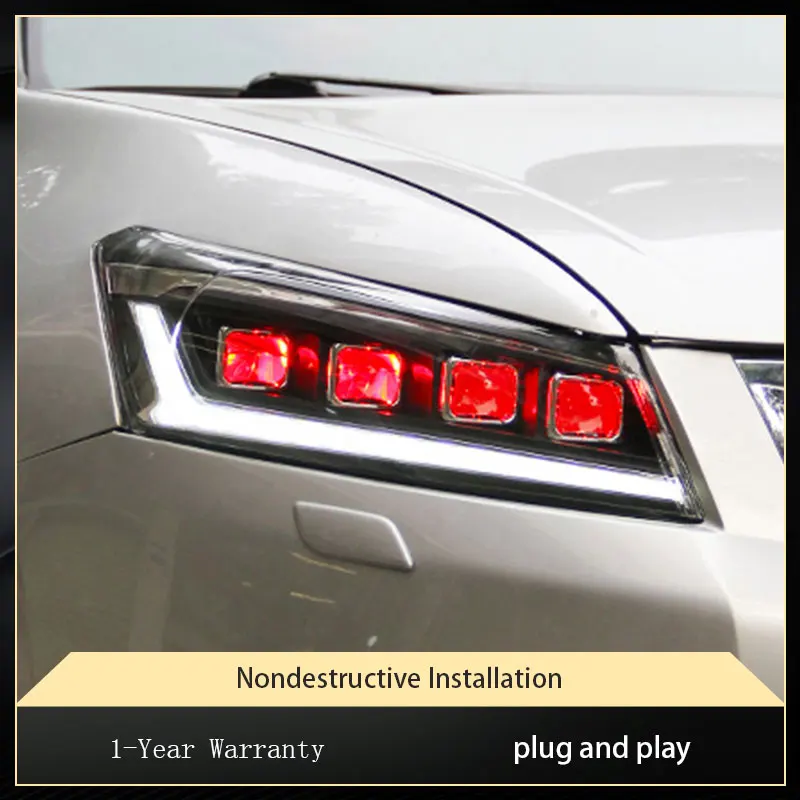 

Car Lights For Accord G8 2008-2013 LED Headlight Assembly Upgrade Bifocal 4 Lens DRL Signal Highlight Front Lamp Accessories