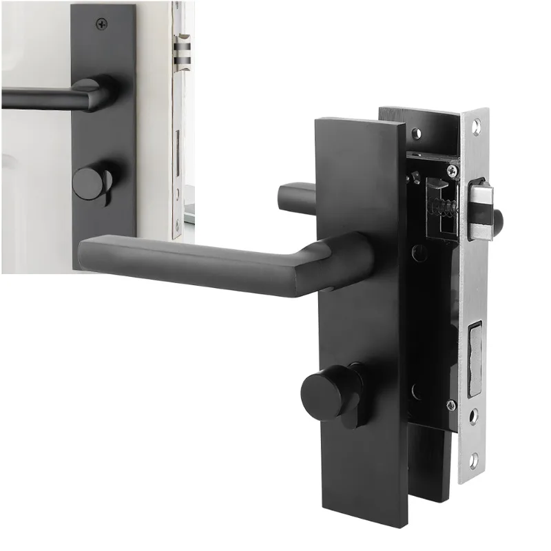 

Aluminum Mute Bearing Door Lock Door Handle Indoor Anti-collision Home Security Bedroom Handle Lock with Keys Screw