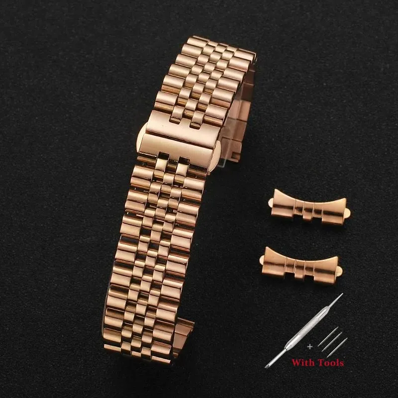 Stainless Steel Solid Watch Band Strap with Hollow Arc Interface