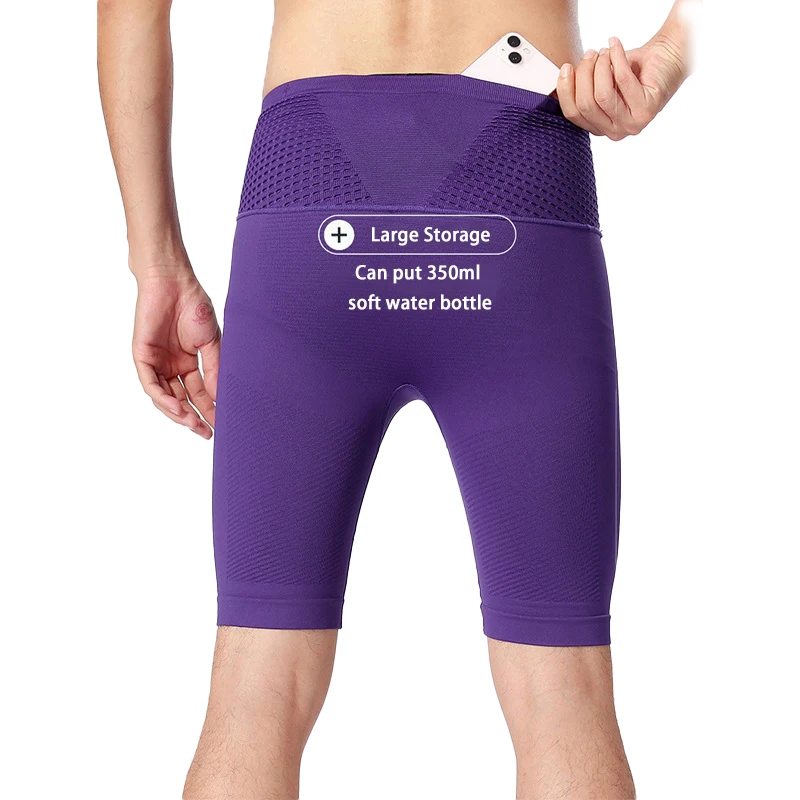 Wrap-Around Mesh Waist Bag Marathon Running Shorts Men Women Quick Dry High Elastic Gym Fitness Training Compression Shorts 3