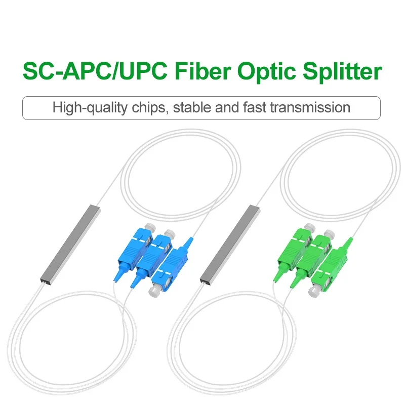 5PCS SC APC 1X2 Optical Splitter FTTH Fiber Optic Splitter SC UPC PLC FBT Optical Coupler Singlemode Simplex Steel Pipe PVC