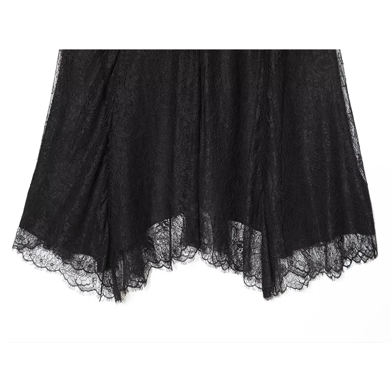 Women Black Lace Midi Skirt Elegant Long Skirts 2026 New Fashion Lady Spring Summer Evening Party Skirts ﻿Mujer
