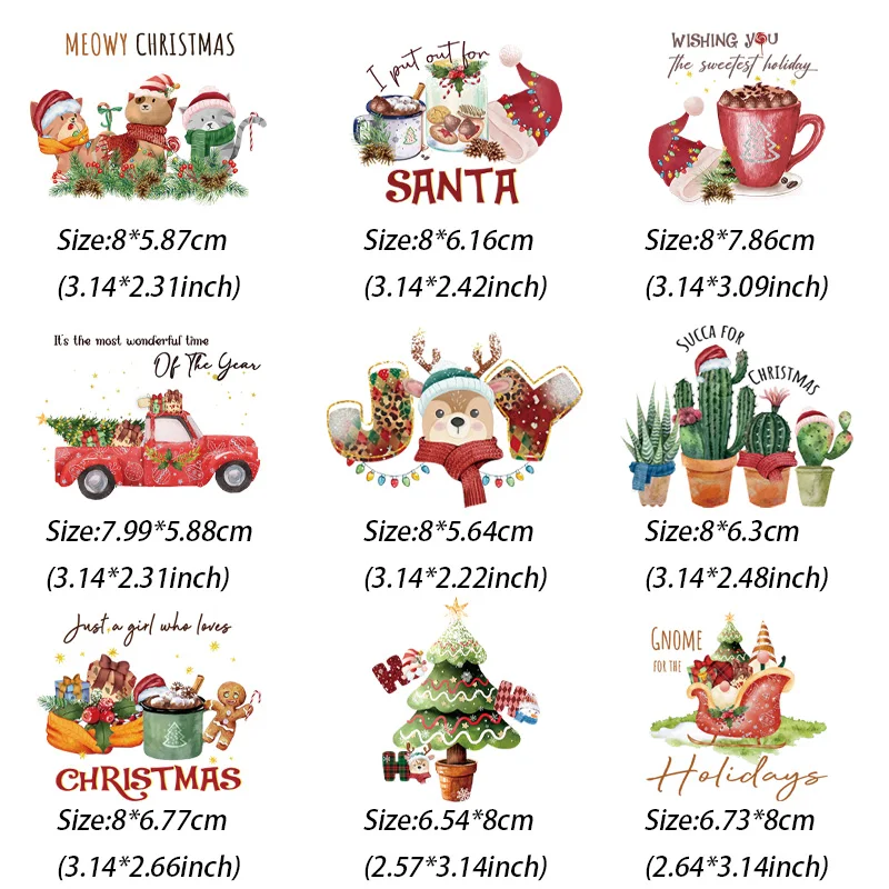 Self Adhesive Patches 9piece Christmas Iron On Thermal Transfer