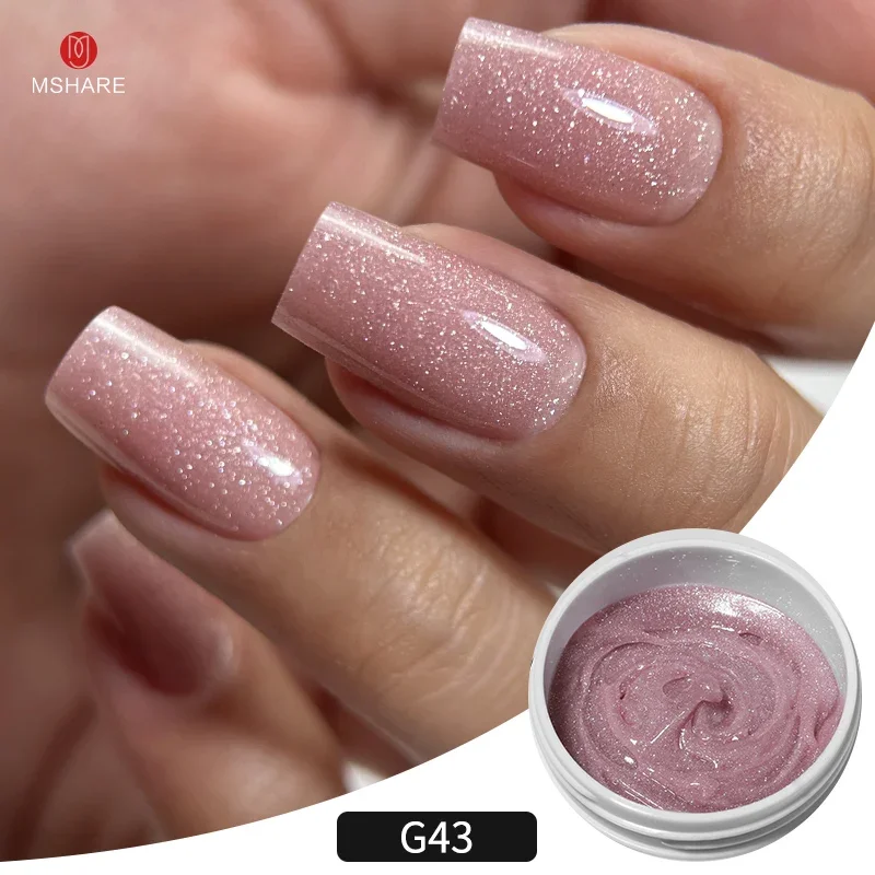 MSHARE 50g/250g Shimmer Pink White Acrylic Gel Glitter Shiny Extension Acryl Hard Gel Nails Sculpting Construction Professional 3