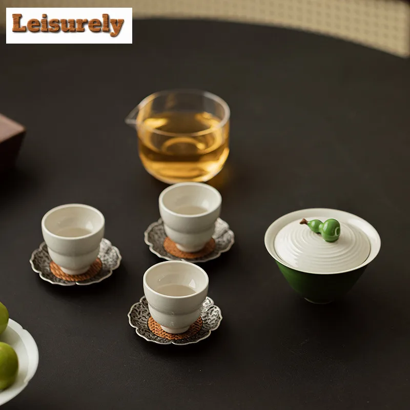 Retro Plant Ash Gourd Fortune Ceramic Tea Set Complete Set Japanese Tea Ceremony Set Green Teapot And Tea Cup Set Drinkware Gift