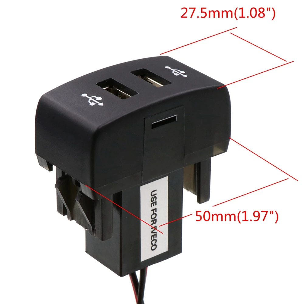 Car Dual USB Charger 5V 2.1A Car USB Power Socket Accessories for Iveco Truck Stralis Hi-Way Eurocargo