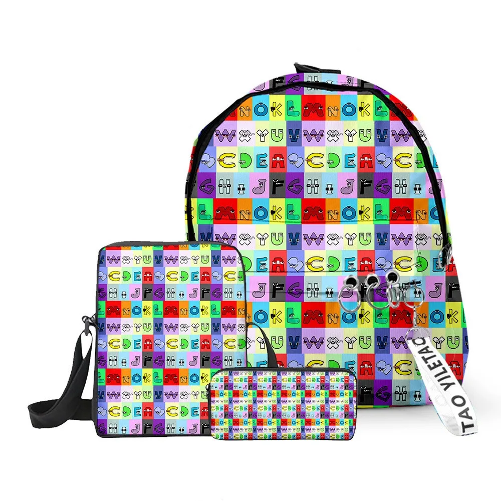 

Школьная сумка из трех частей с буквами алфавита и легендой вокруг игры, студенческий рюкзак, сумка на плечо, ранцы