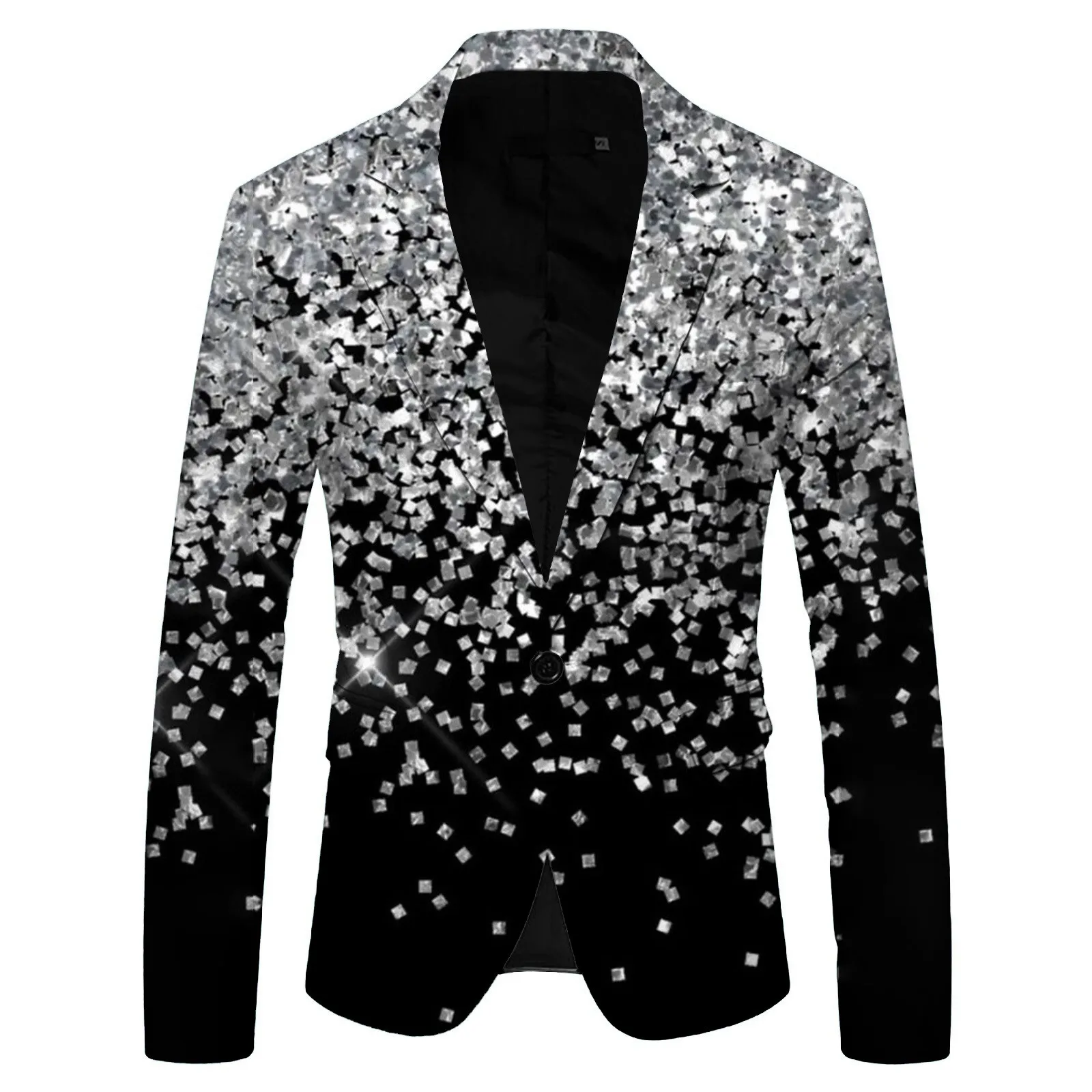 Men's 3d Sequin Glitter Fashionable Suit Jacket Pocket Lapel Single Button Suit Coat Slim Fit Party Formal Nightclub Blazer mens blazer