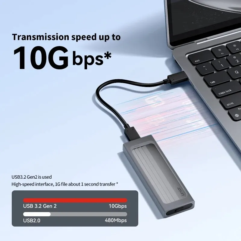 External Hard Drive Case Lexar Hard Drive Enclosure E300 M.2 NVMe Type-C All Aluminium Solid State Mobile Hard Drive Case High Speed 10Gbps Transport