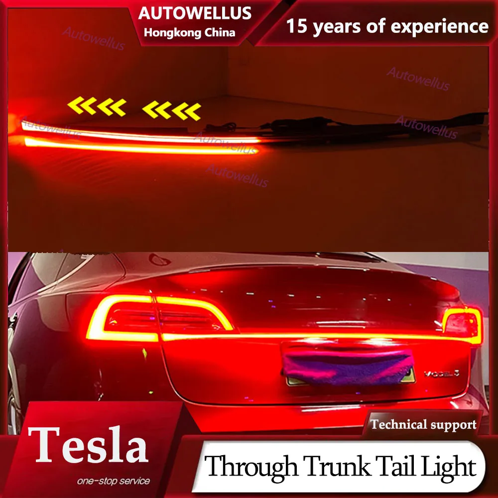 

LED Through Trunk Tail Light Modified Retrofit Rear Lamp Streamer Turn Signal Width Cross Lamp For Tesla Model 3 Y 2019-2023