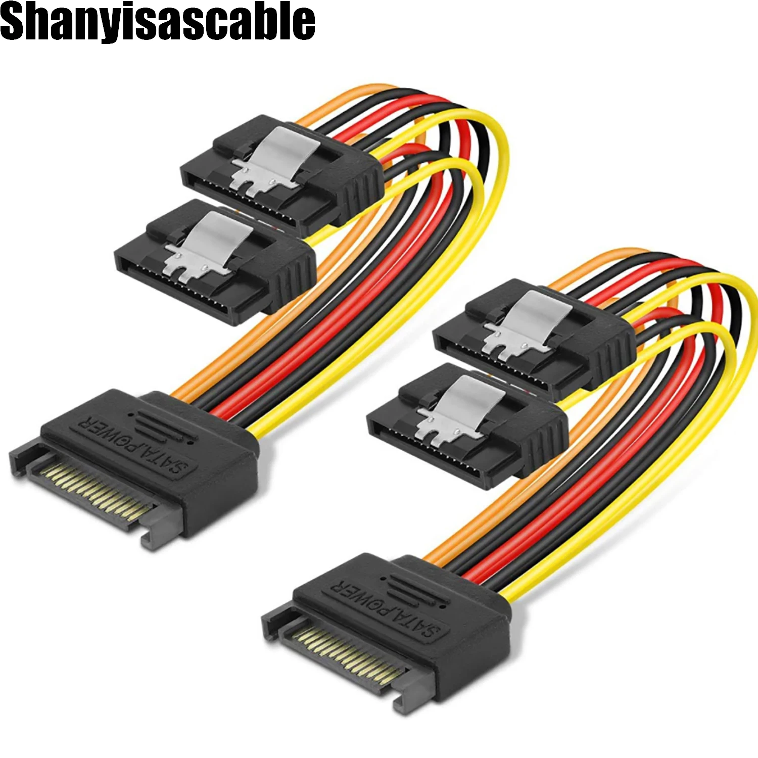 SATA Power Y-Splitter Cable 0.15M 15 Pin 8 Inches 2 Pack, sata power cable