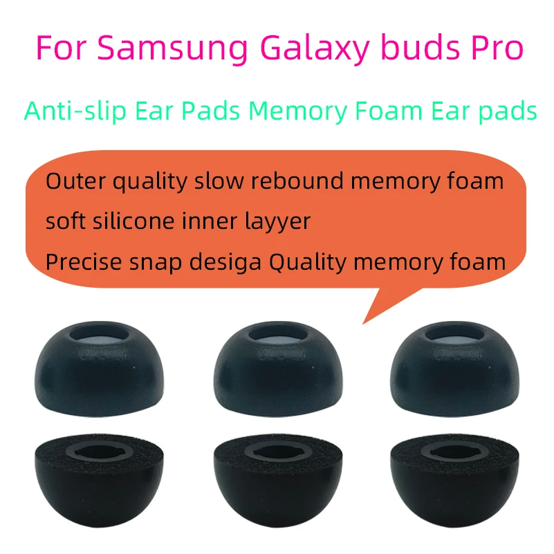 Earphone Tips Cap Comfortable Wearing Slow Rebound Sponge Passive Noise Canceling for Samsung Galaxy Buds Pro With filter