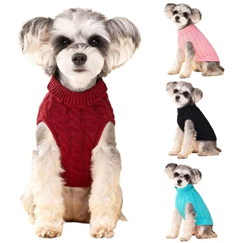 Dog Sweater Clothes Winter Warm Turtleneck Clothing