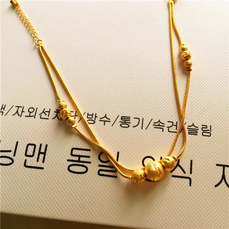 여성용 럭키 비즈 발찌, 얇은 뱀 뼈 발찌, 일본 및 한국 스타일 패션, 다목적 쥬얼리 100%, 24K 리얼 골드 도금 