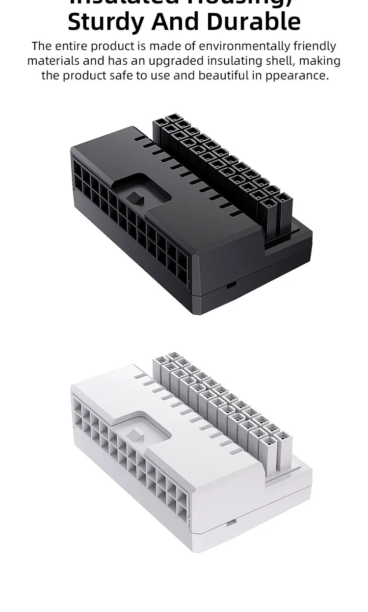 TEUCER ATX 24-pin 90 Degree Power Connector Adapter 5V 3Pin ARGB Female to Male