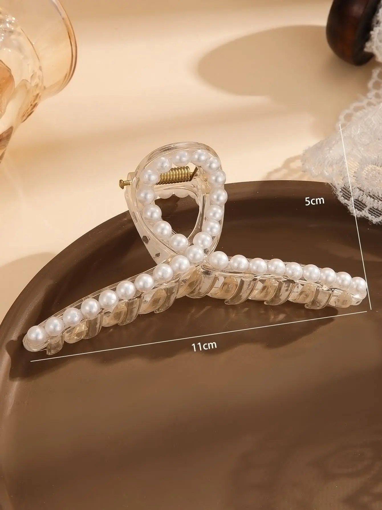 Große Perlen-Haarspange für den Hinterkopf, Koreanische Version der Haarklammer, Metall-Haarspange, Einfacher Haarschmuck für Damen – Detail 3