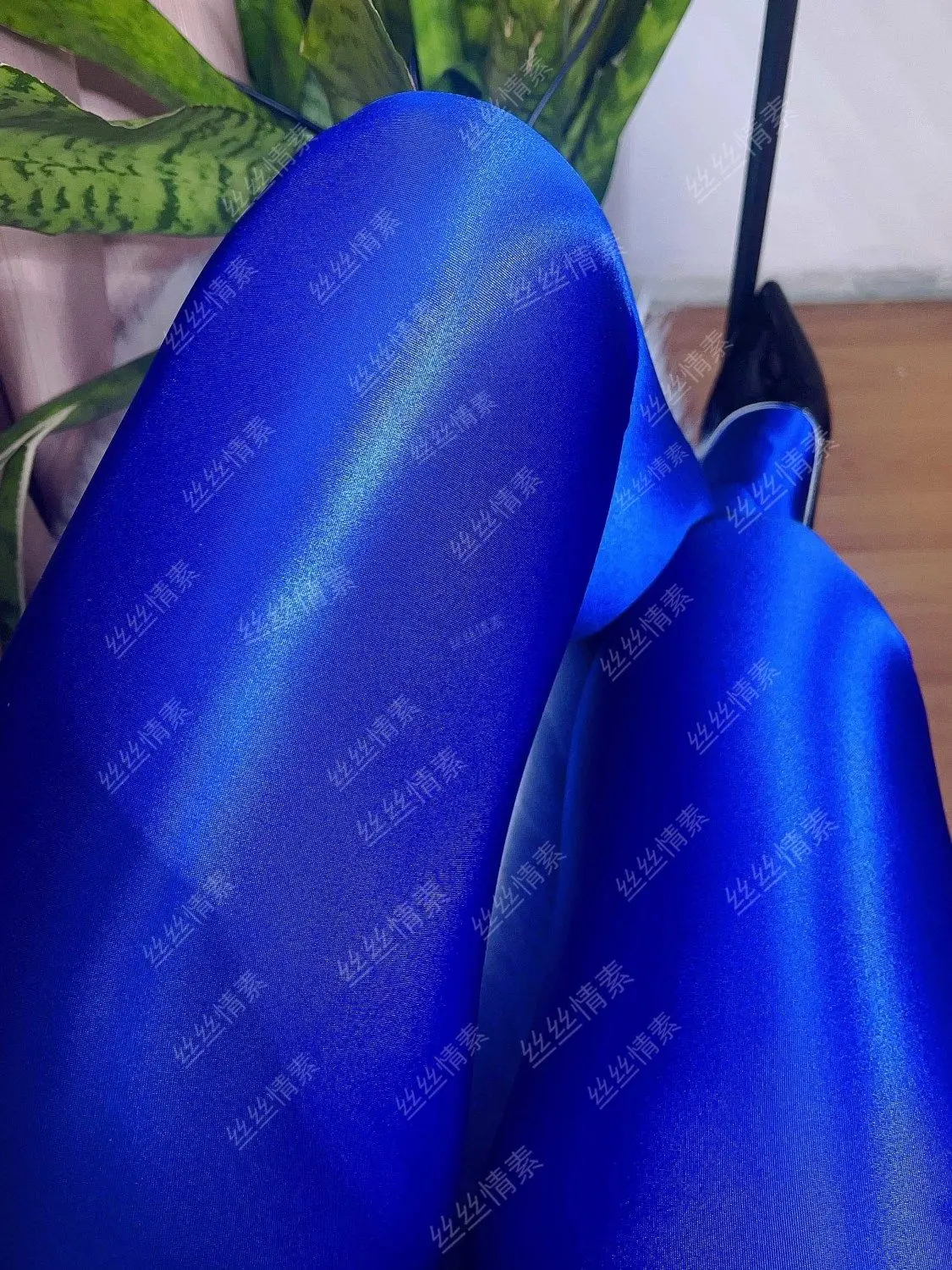 Glossy Blue Women Yoga Pantyhose Tights Plus Size High Waist Leggings Workout for Gym Tight Bottoms