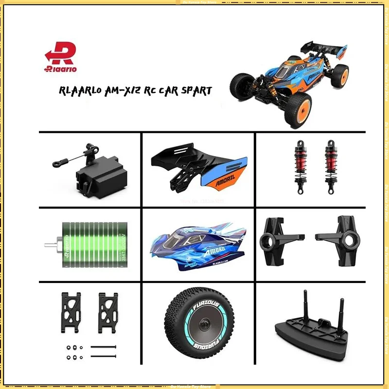 Rlaarlo AM-X12 RTR 고속 RC 카, 전방 및 후방 스윙 암 키트, 자동차 쉘 타이어 너트 완충기 스티어링 기어 모터 부품