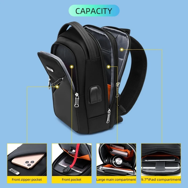 WIERSOON flex komora brašna nový anti-thief muži crossbody brašna vodotěsný bedra pytle USB nabíjení krátký výlet pro pánský cestovní pack