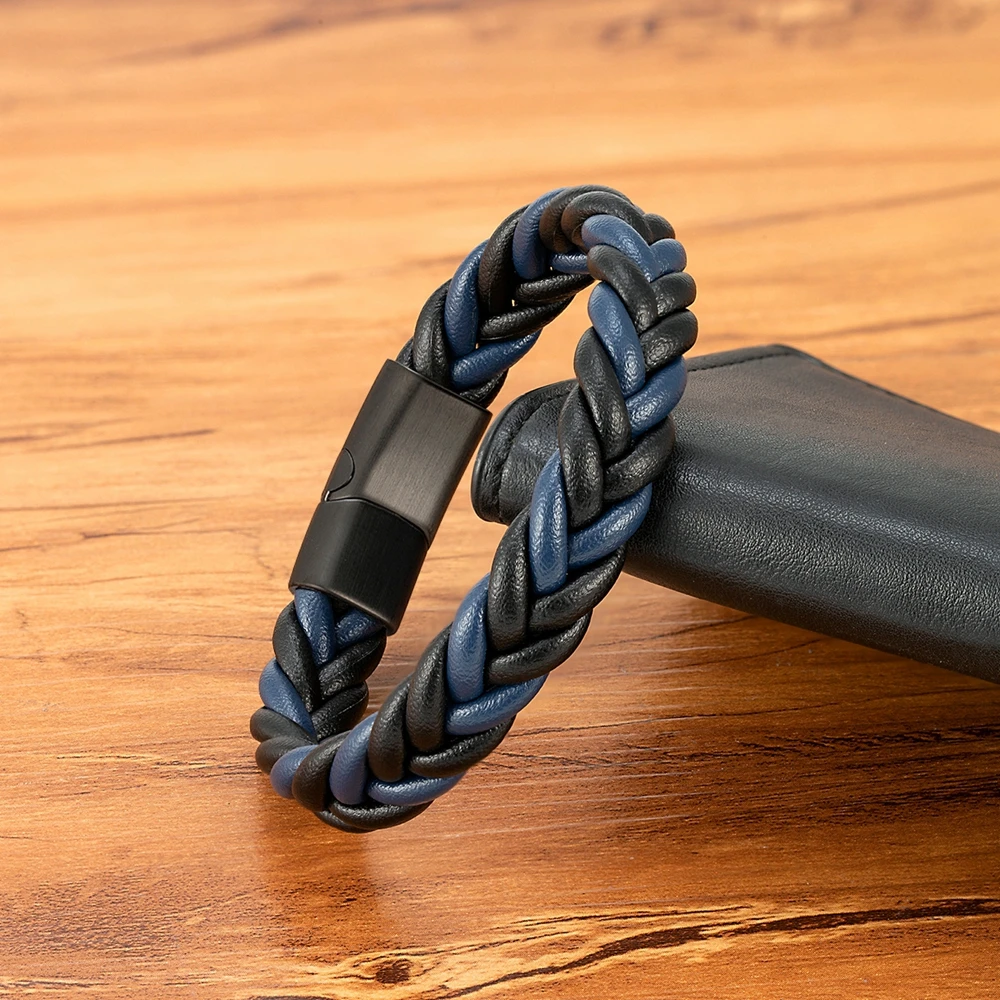 Leather Bracelet XQNI Classic Braided Leather Bracelet Men Jewelry Charms Design Stainless Steel Punk For Men Husband Friend Gift