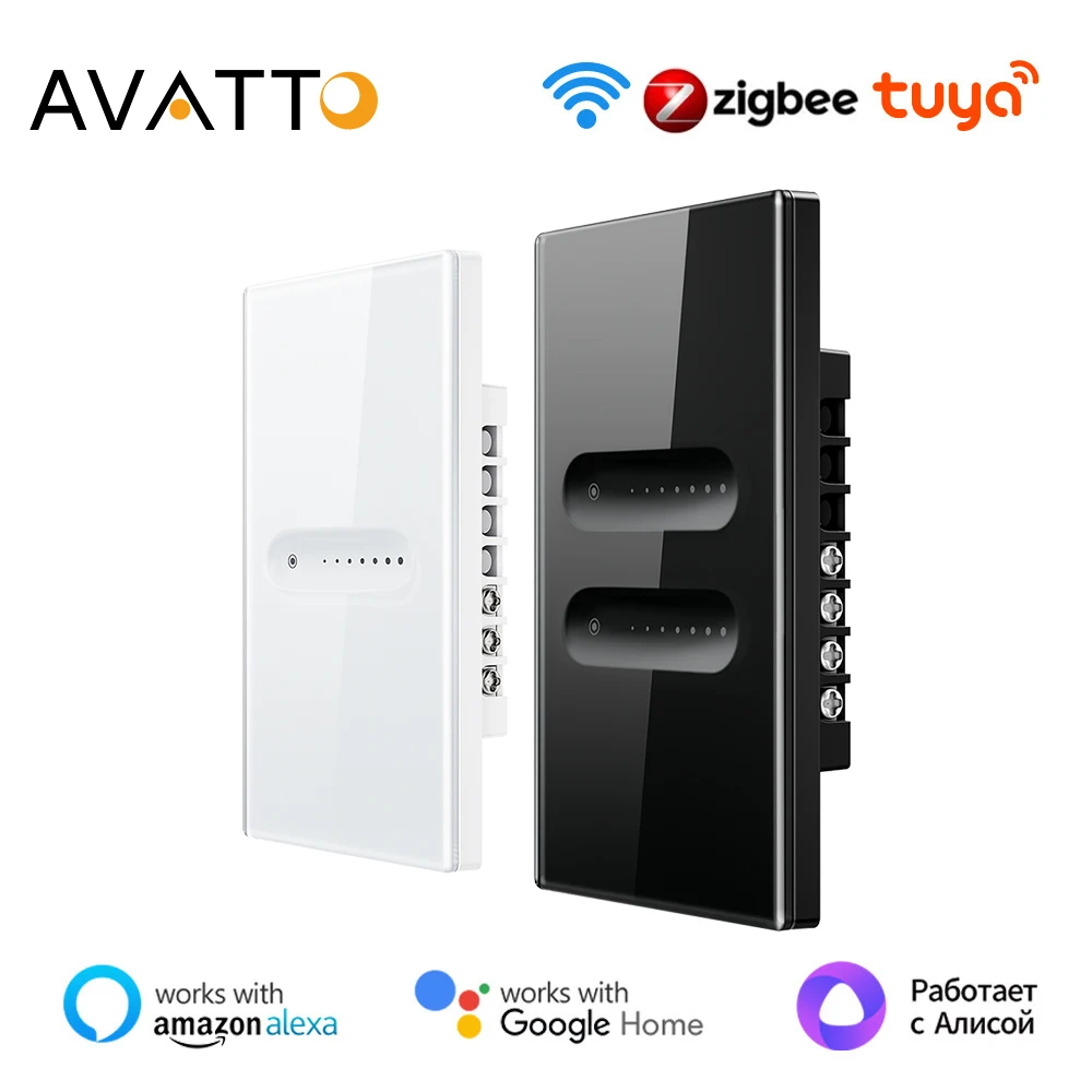 AVATTO Tuya WiFi/ZigBee สมาร์ทสวิตช์ Dimmer 1/2 Gang สวิตช์ไฟ Dimmer แผงสัมผัส APP รีโมทคอนโทรลสําหรับ Alexa Google Home 1