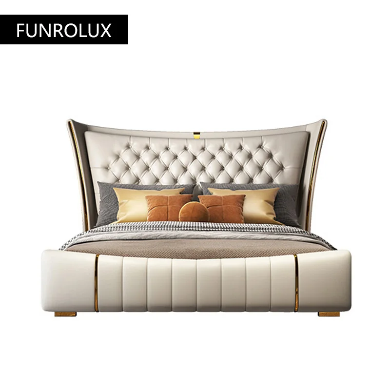Light Luxury Leather Bed High-End Master Bedroom Wedding Bed 1.5M / 1.8M Large Modern Simple Double