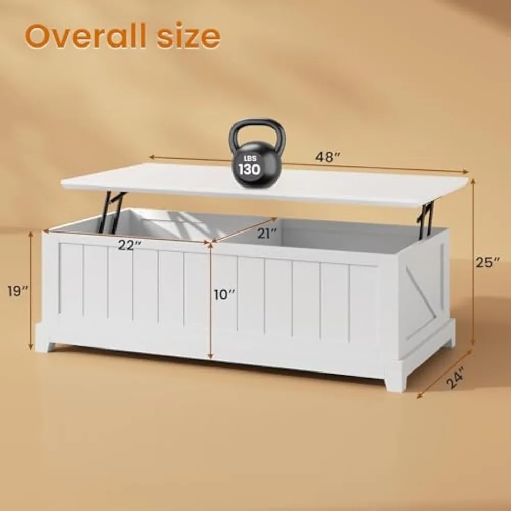 Lift Top Coffee Table for Living Room,Coffee Tables with Large Storage & Fence Design, Coffee Table Lifting top for Living Room 2