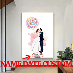 Custom Made Wedding Couple Name Music Piano Poster Canvas Painting Valentine Gift Wall Art Pictures For Living Room Home Decor