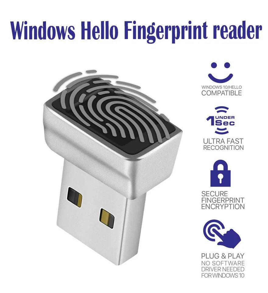 

USB Fingerprint Reader For Windows 11,10 Hello Biometric Scanner For Password-Free Login/Sign-In Lock/Quick Unlock PC Laptops