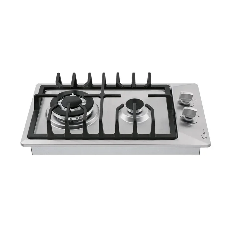 QWQJQW12" Empava Gas Stove Cooktop with 2 Italy Sabaf Sealed Burners NG/LPG Convertible in Stainless Steel,12 Inch