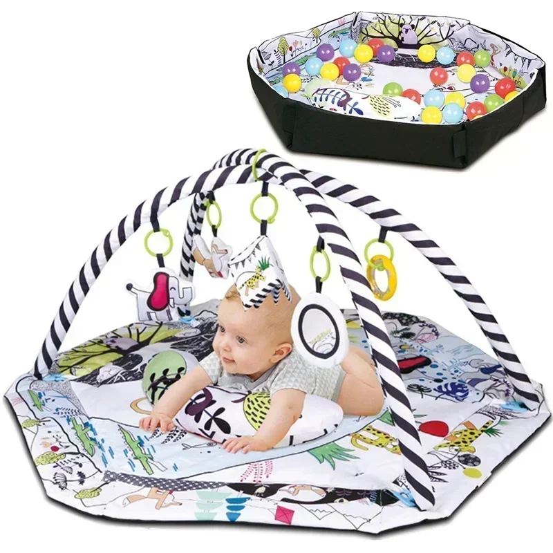 0-12 Months Baby Puzzle Game Blanket Fun Sounding Pendant Gift For Kid New Multifunctional Fitness Frame Round Play Crawling Mat