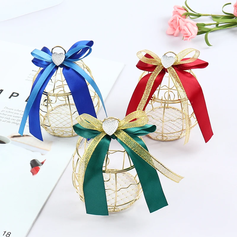 Mini Metal Gold Vintage Retro Bird Cage Candy Boxes Baby Shower Favor Gift Box For Guests Party Birthday Souvenir коробка конфет