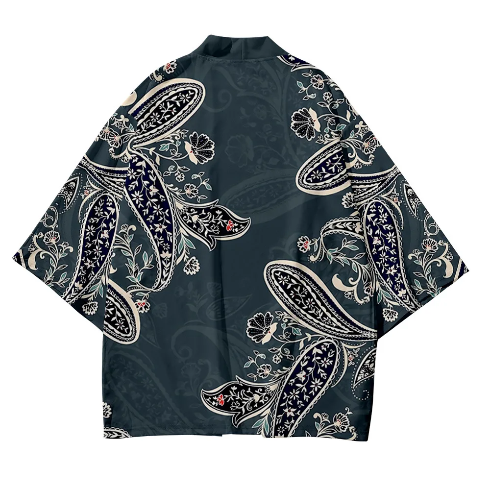 Fashion Cashew Flowers Print Beach Yukata Women Men Japanese Kimono Harajuku Cardigan Traditional Cosplay Haori Robe Clothing