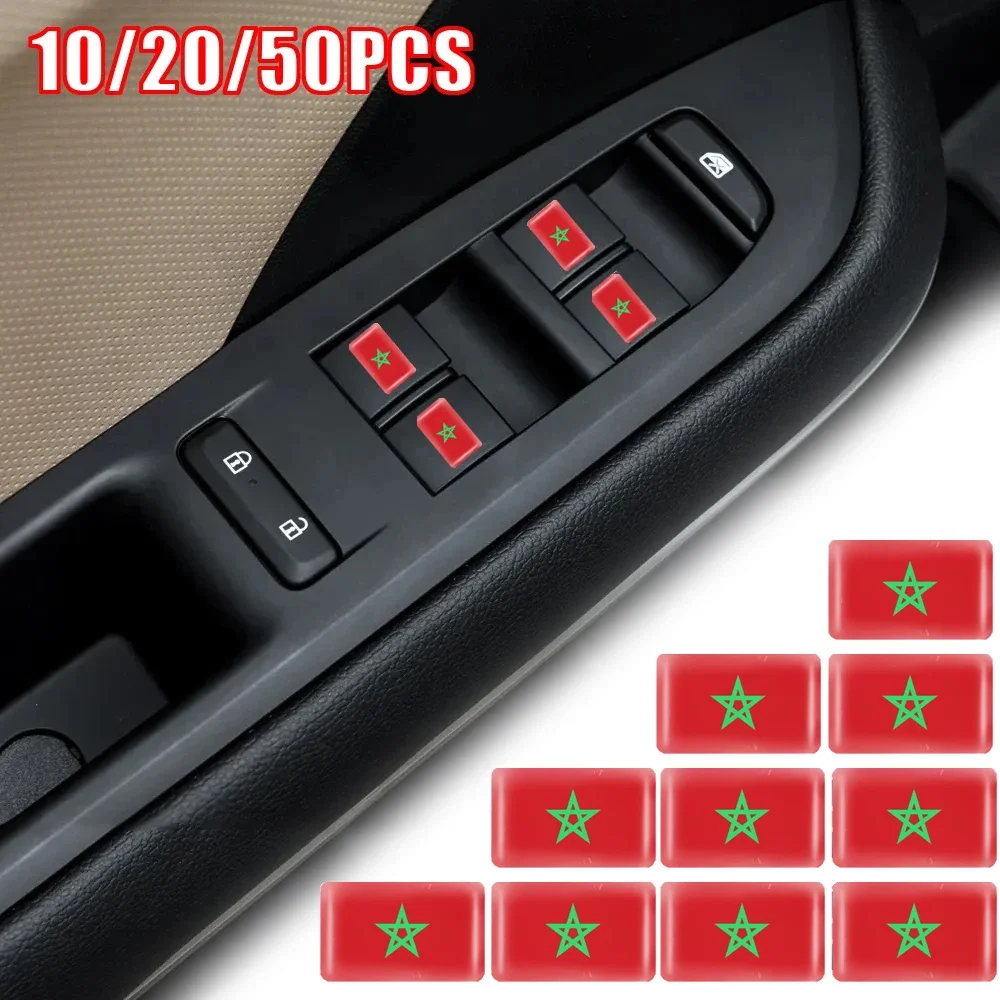 10 20 50 100PCS Epoxy Morocco Flag Sticker Car Interior Decoration Decal for Tesla Model 3 Peugeot 3008 Mercedes Benz Badge