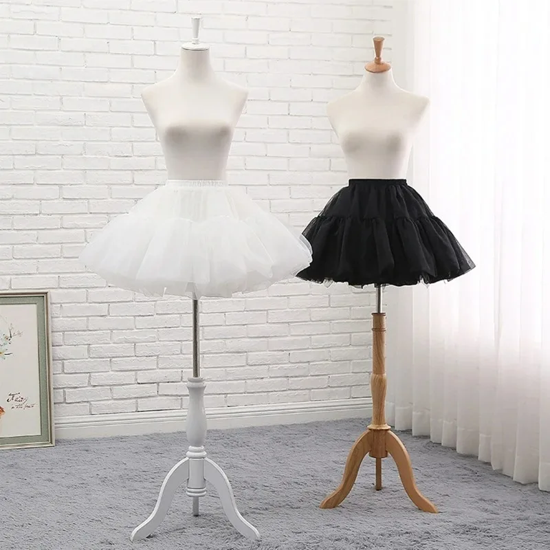 Lolita Stuffed Petticoat Crinoline Slips Multi Layers Short Organza Tutu Skirt for Flower Girl Wedding Vintage Underskirt