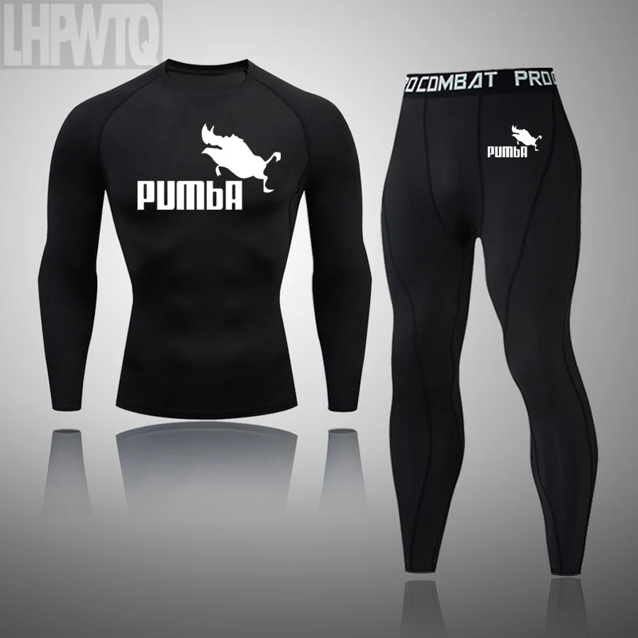 

Brand Compression Thermal Underwear Men's Fitness Underwear Base Layer Quick Dry MMA Tights Winter Sportswear 2 Piece Tracksuit