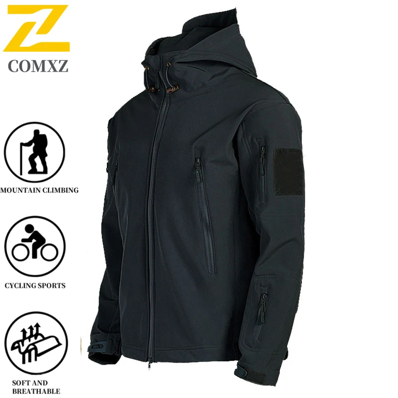 EiAO Men Women Softshell Jacket Winter Windproof Waterproof Fleece Lined Thermal Coat for Hiking Climbing Tactical Outdoor