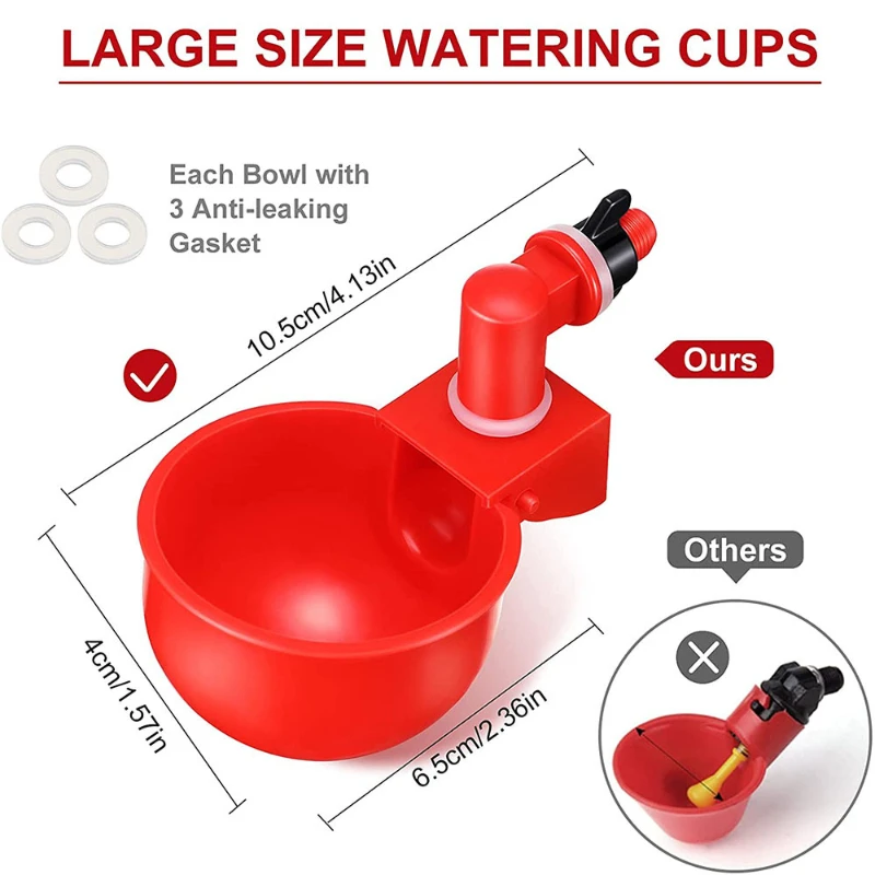 

5 Pcs Chicken Water Cup Automatic Drinker for Chickens Thread Filling Waterer Poultry Drinking Bowl for Chickens Quail Bird Cage