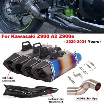 Slip On For Kawasaki Z900 A2 Z900e 2020 2021 Motorcycle GP Racing Exhaust Escape Modify Link Pipe Carbon Fiber Muffler DB Killer