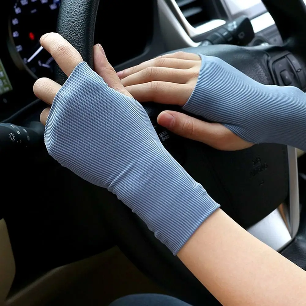 

Перчатки для вождения и верховой езды, летние шелковые митенки с закрытыми пальцами, Нескользящие, эластичные, для защиты от солнца