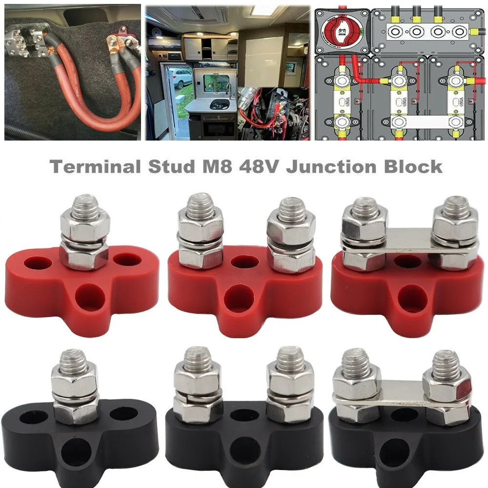 Dc 48V Busbar Power Terminal Stud M6/M8 Blocco Di Giunzione Bus Bar Power Distribution Post Per Barca Rv Yacht Truck Retrofit Tool