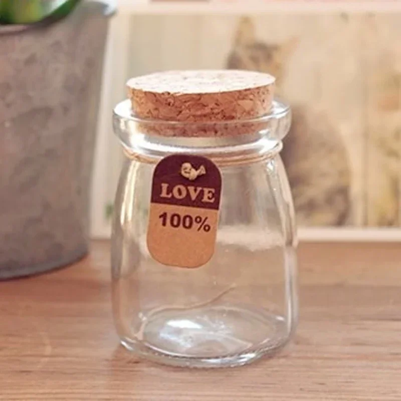 100ML Small Lucky Star Glass Bottle Cork Pudding Gift Wish Yogurt Milk Party Supplies Bottles Candle Jar Glass Jars and Lids 2