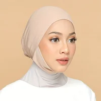 Solid Color Undercap Elastic Soft Turban Hat Lace Up Head Wraps Lightweight Inner Hijab Hats Headscarf Beanies For Women