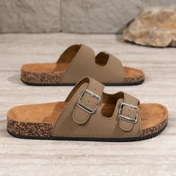Men's Stylish Waterproof Non-Slip Thick-Soled Slippers for Home and Outdoor Wear (Khaki)