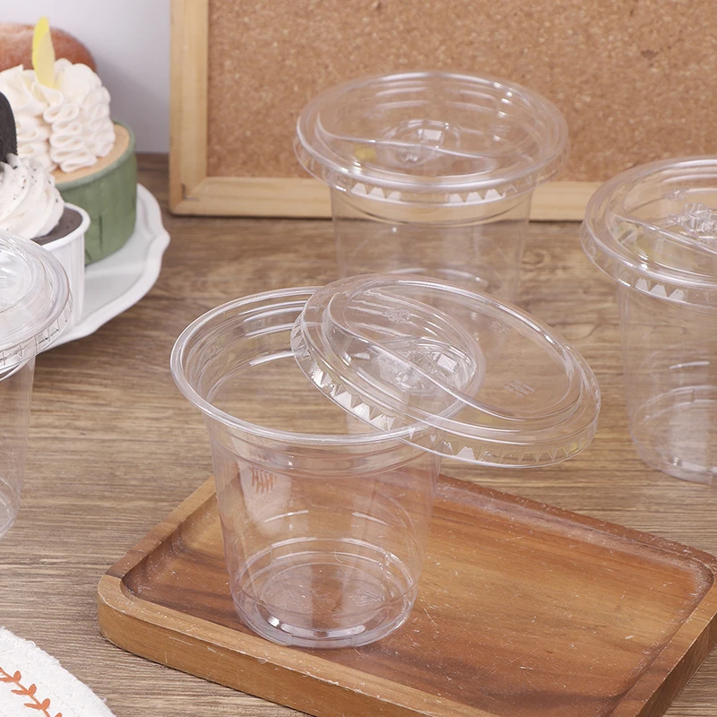10Pcs 360/400/500ML Transparent Disposable Plastic Cups With Direct Drinking Lid Ice Coffee Tea Cold Drink Shakes Container