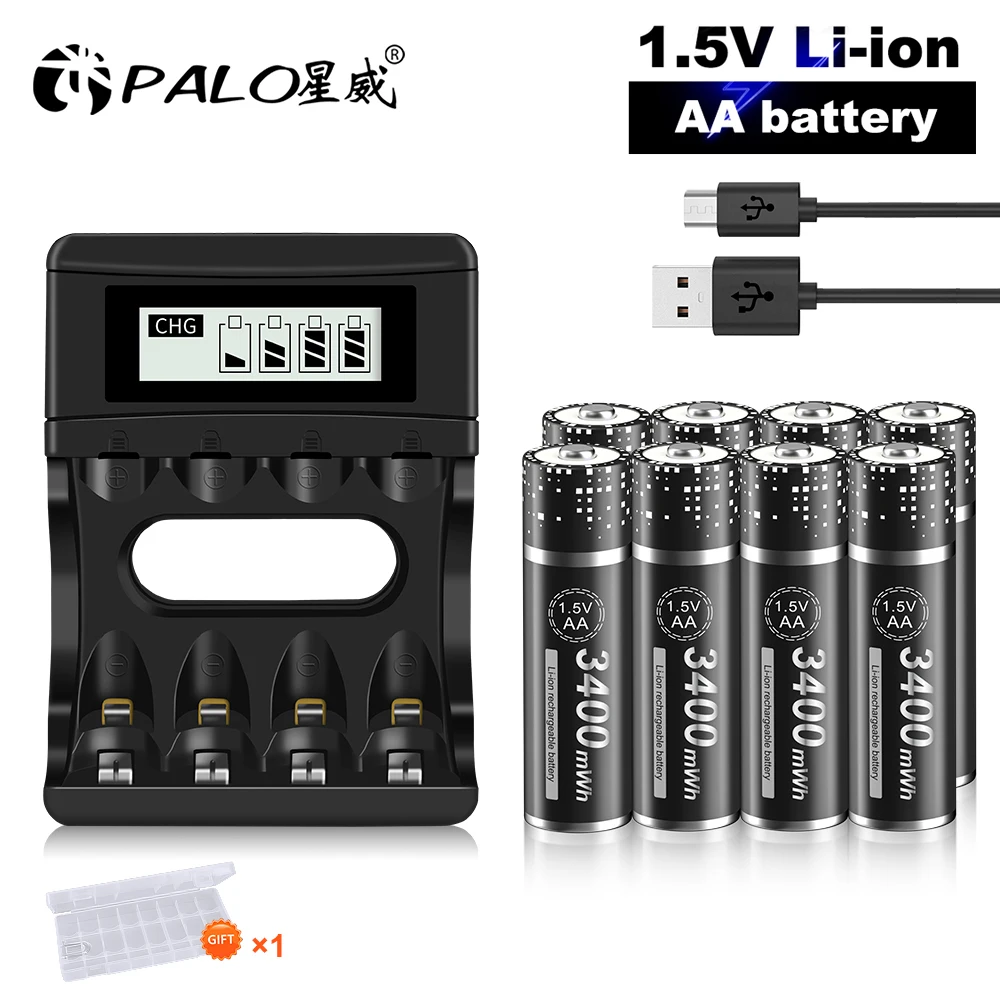 PALO-Pipeline de piles rechargeables AA, chargeur intelligent NI-laissée,  1.2V, 3000mAh, 1.2V AA