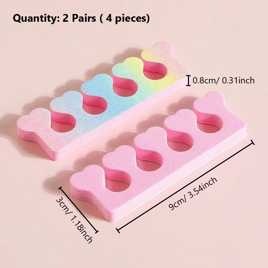 4pcs Heart-Shaped Pink Gradient Glitter Nail Separators Soft EVA Foam Manicure Sponges for Comfortable Finger And Toe Pedicure