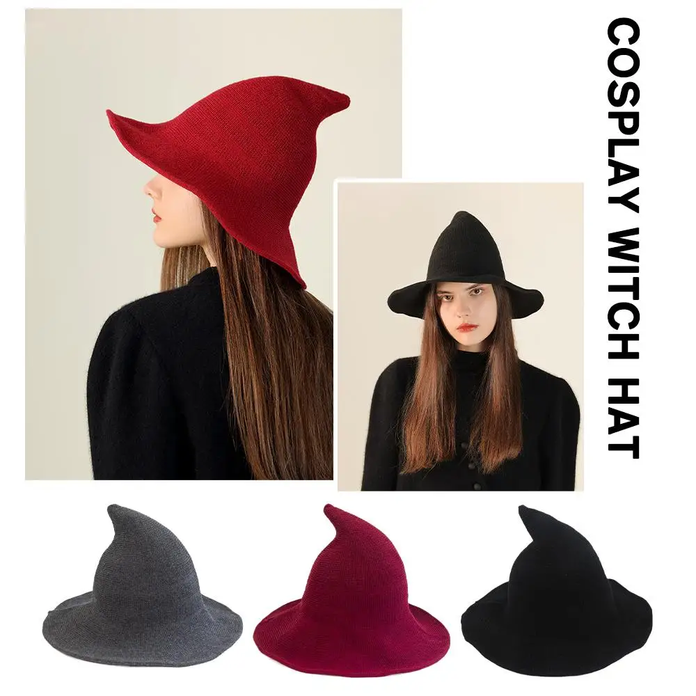 

Modern Cosplay Witch Hat Woolen Women Lady Made From Hat Hat Festival Party Fashionable Party Halloween New Sheep 2023 Wool S6Q4