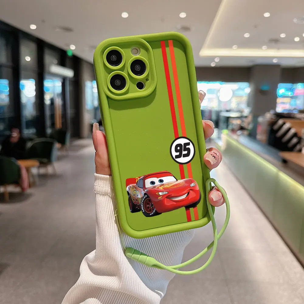 thumbnail image 1 of Cars Lightning McQueen 95, funda de teléfono para IPhone 15, 14, 13, 12, 11 Pro Max, Mini, XR, XS, X, 7, 8 Plus, TPU suave con correa de mano, 1 of 5
